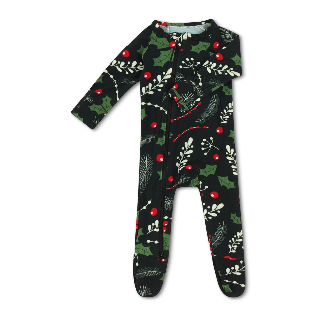 Bestaroo Holiday Nights Baby Footie With Zipper Front And Built In Fold Over - 