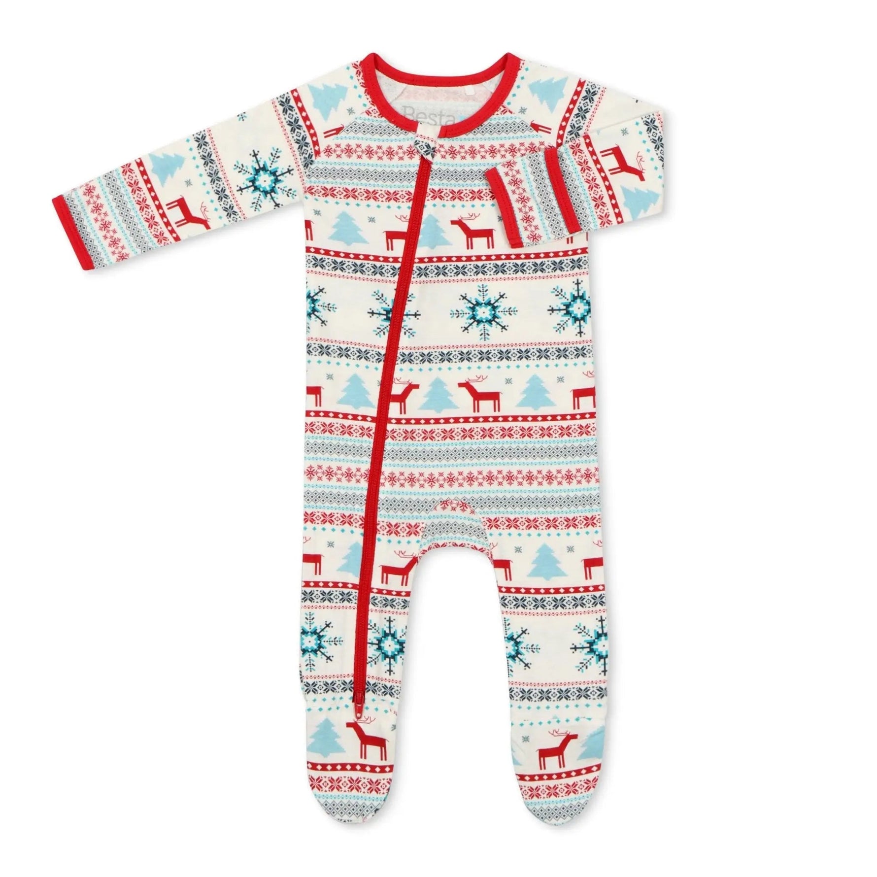 Bestaroo Holiday Reindeer Blue Footie - 