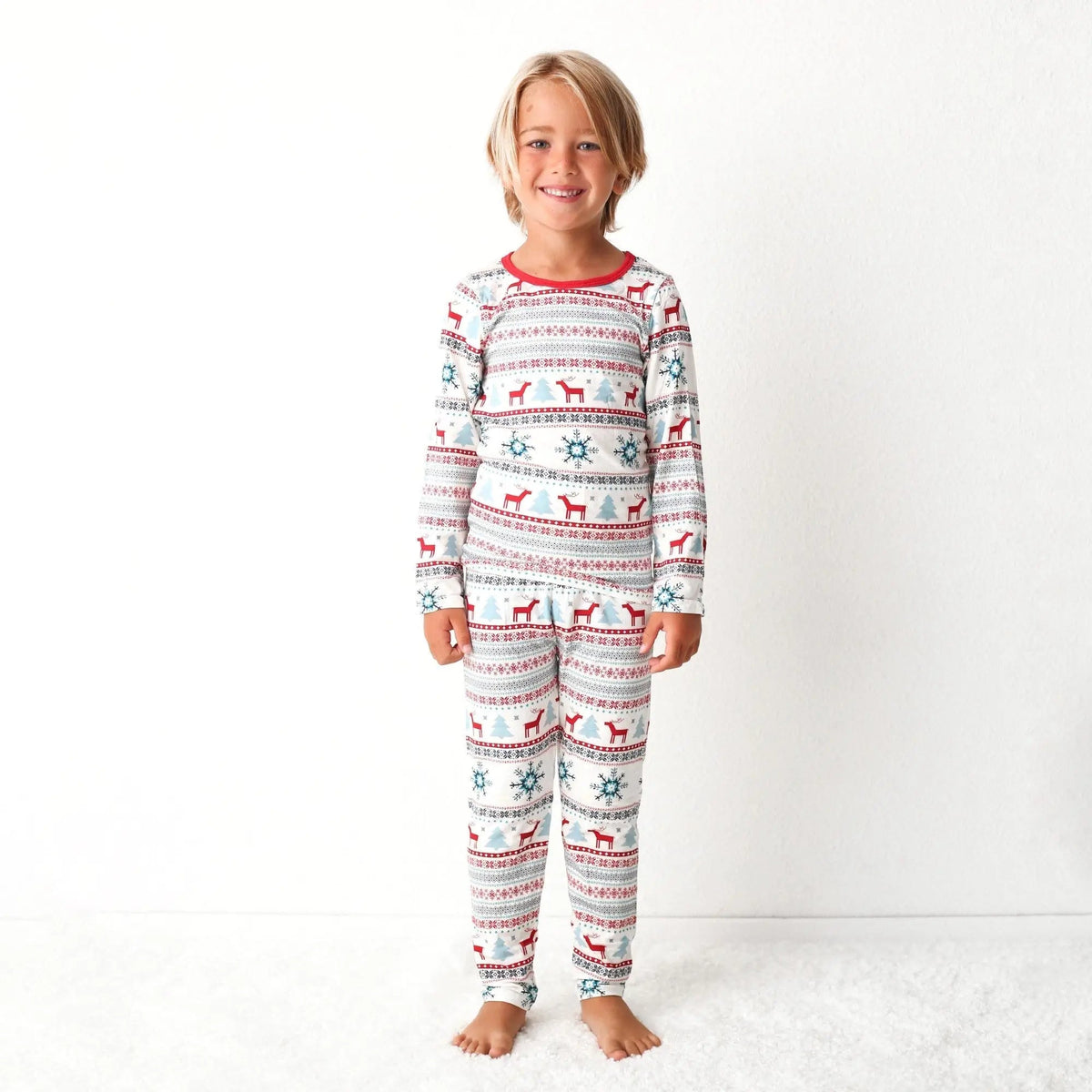Bestaroo Holiday Reindeer Blue Pajama Set for Kids Lenzing Micromodal - 
