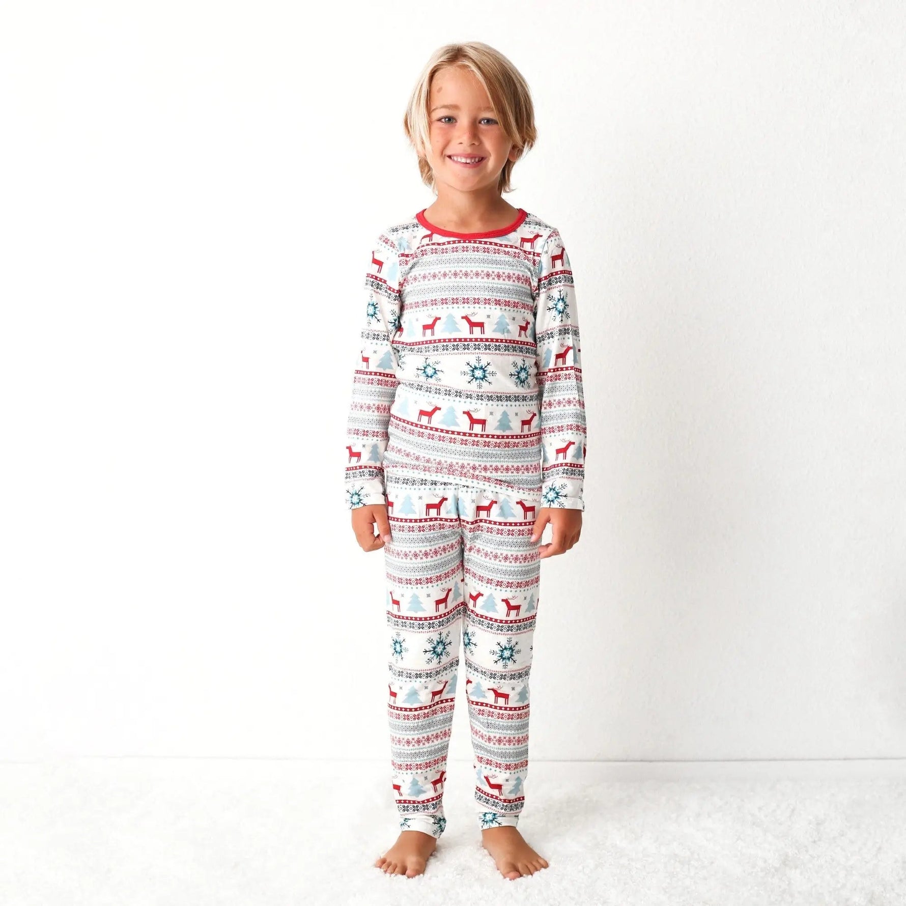 Bestaroo Holiday Reindeer Blue Pajama Set for Kids Lenzing Micromodal - 