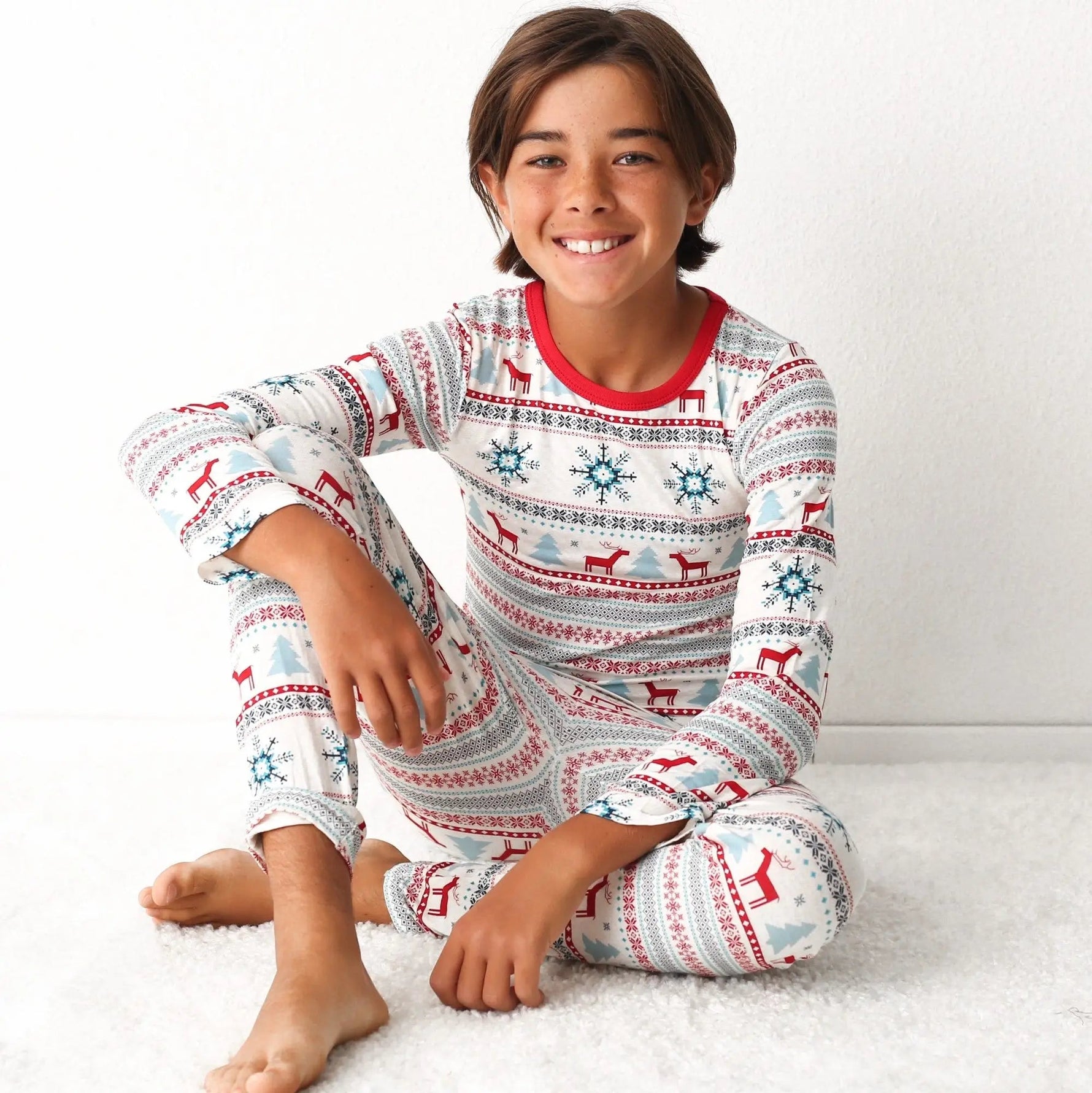 Bestaroo Holiday Reindeer Blue Pajama Set for Kids Lenzing Micromodal - 