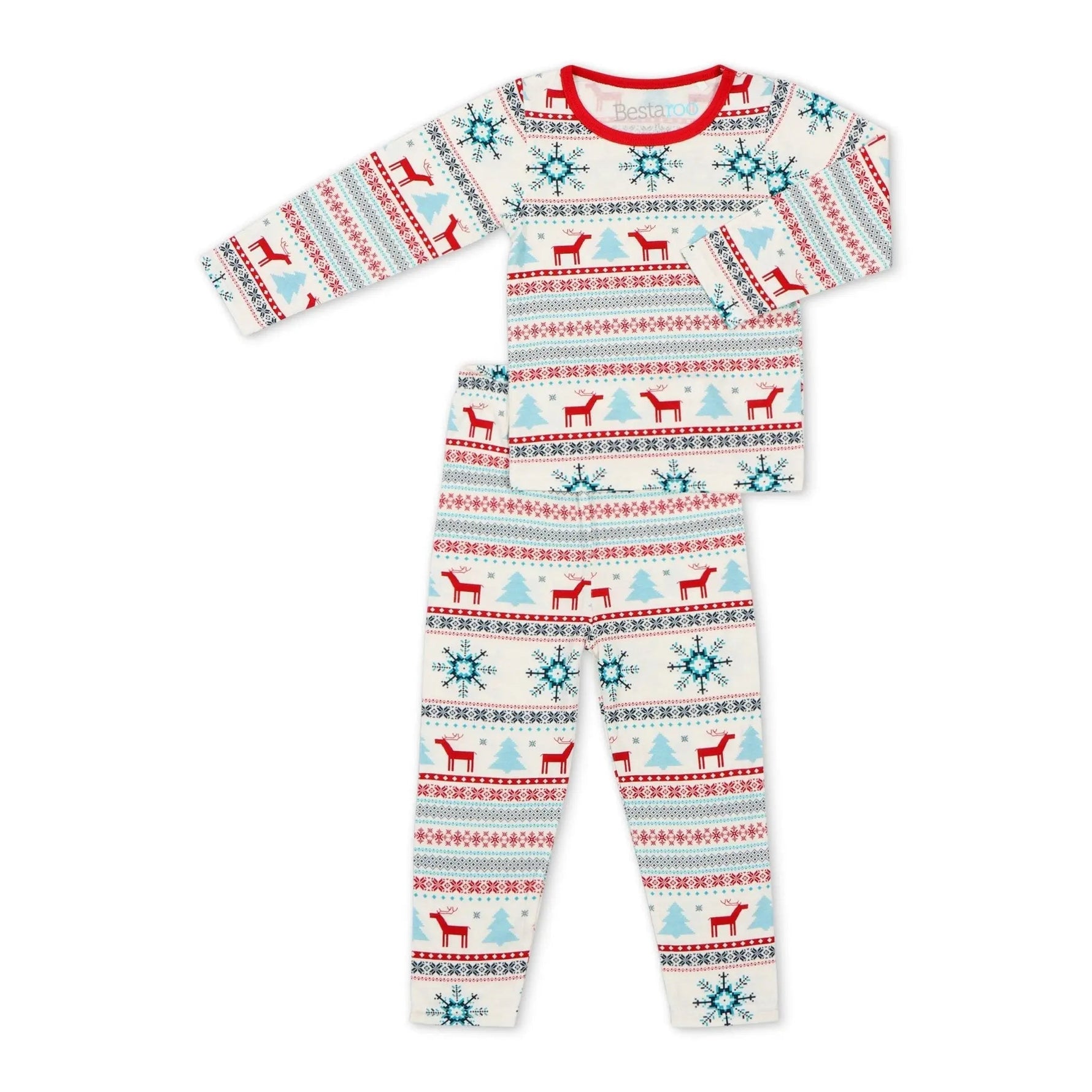 Bestaroo Holiday Reindeer Blue Pajama Set for Kids Lenzing Micromodal - 