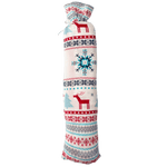 Blue swaddle blanket printed with a holiday reindeer pattern, spread out flat