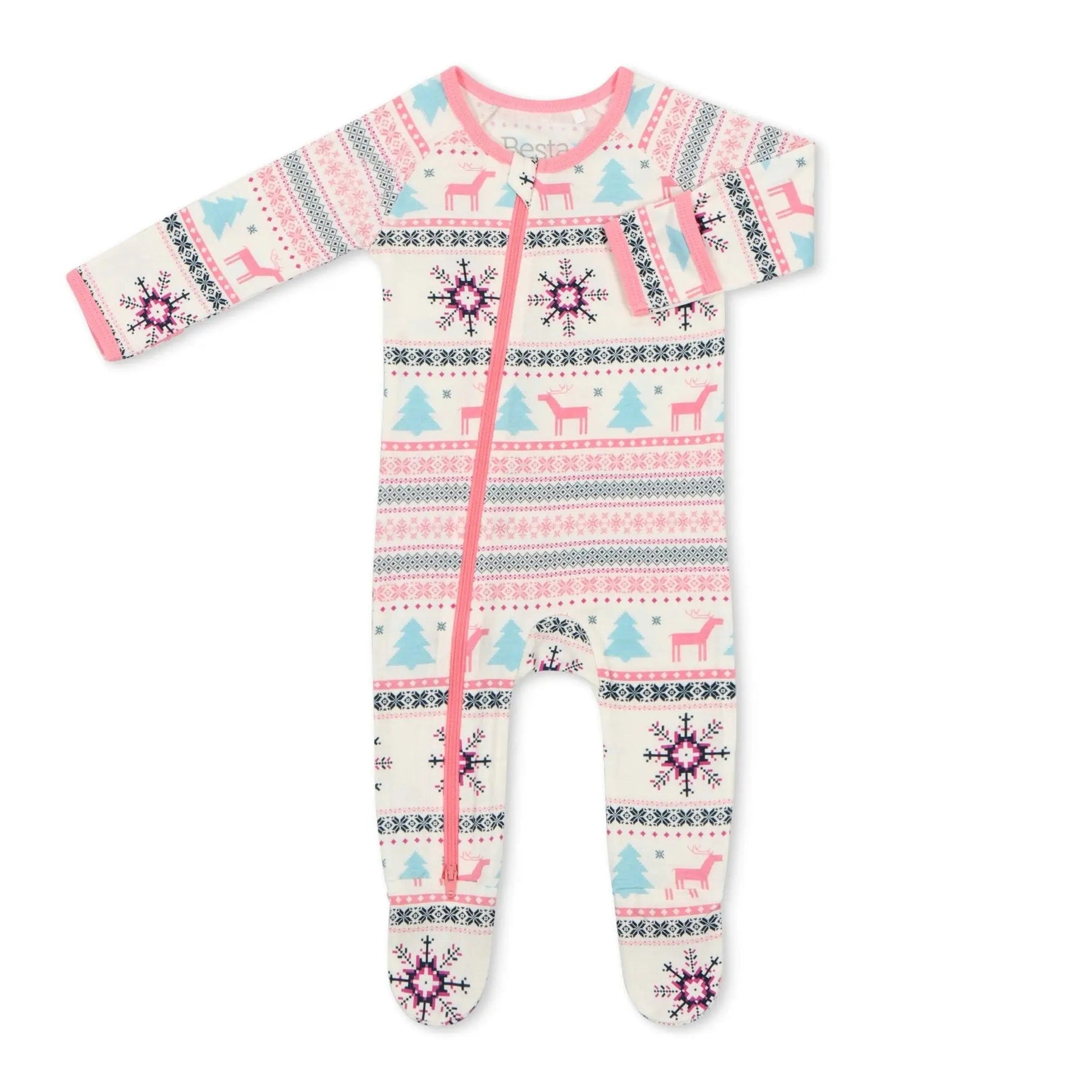 Bestaroo Holiday Reindeer Pink Footie - 