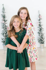 Mila & Rose ® Holly Jolly Christmas Twirl Dress Three Quarter Sleeve for Girls Mila and Rose - 
