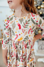 Mila & Rose ® Holly Jolly Christmas Twirl Dress Three Quarter Sleeve for Girls Mila and Rose - 
