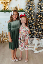 Mila & Rose ® Holly Jolly Christmas Twirl Dress Three Quarter Sleeve for Girls Mila and Rose - 