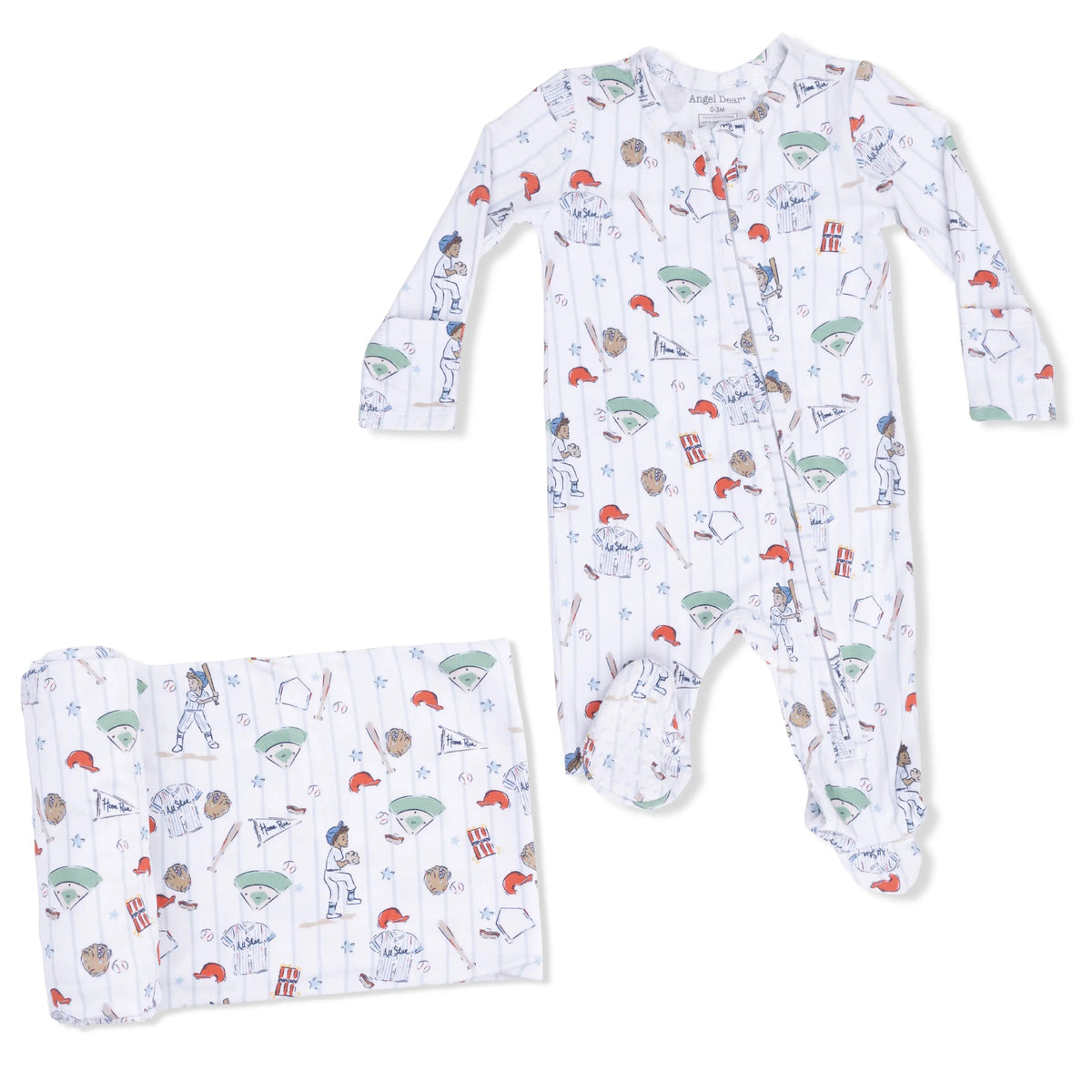 Angel Dear Home Run Baseball - 2 Way Zipper Footie & Swaddle - 
