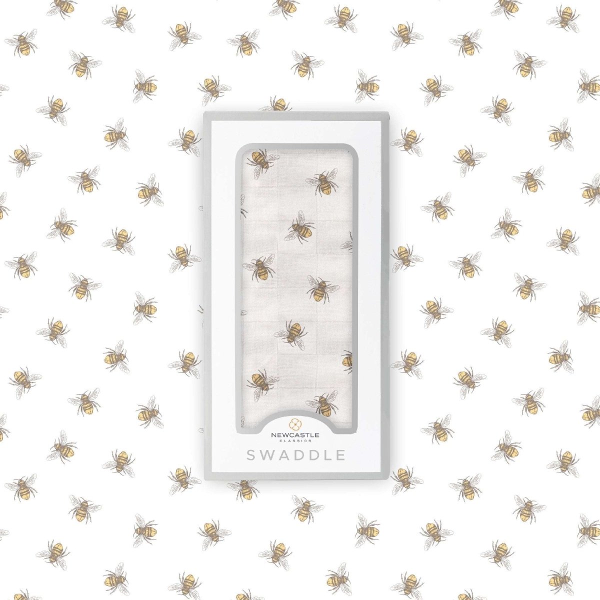 Newcastle Classics Honey Bee Bamboo Swaddle Blanket Soft Muslin for Newborn Comfort - 