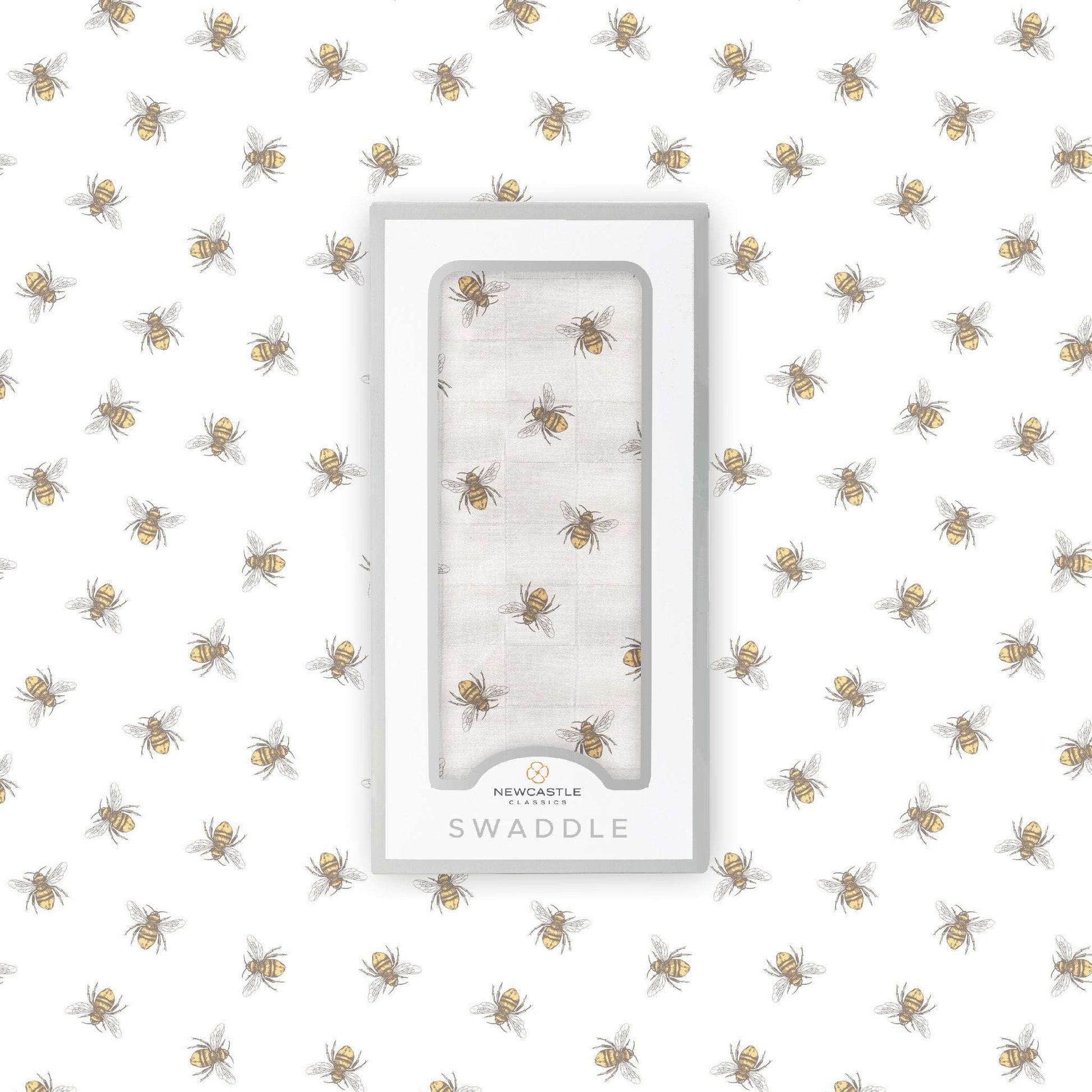 Honey Bee Bamboo Swaddle Blanket Soft Breathable Muslin Pre Washed Multi Use Nursing Cover Changing Pad Tummy Time Blanket Newcastle Classics