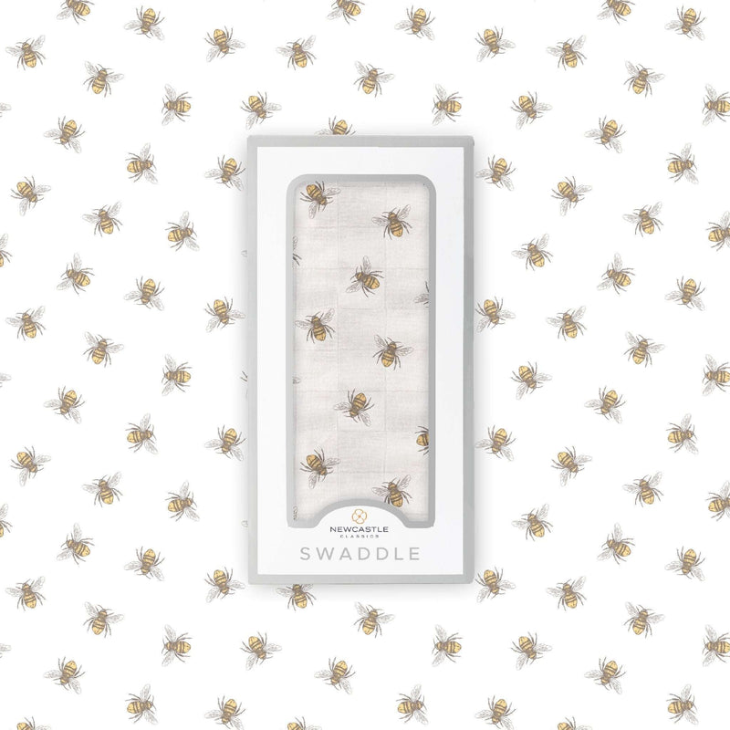 Honey Bee Bamboo Swaddle Blanket Soft Breathable Muslin Pre Washed Multi Use Nursing Cover Changing Pad Tummy Time Blanket Newcastle Classics