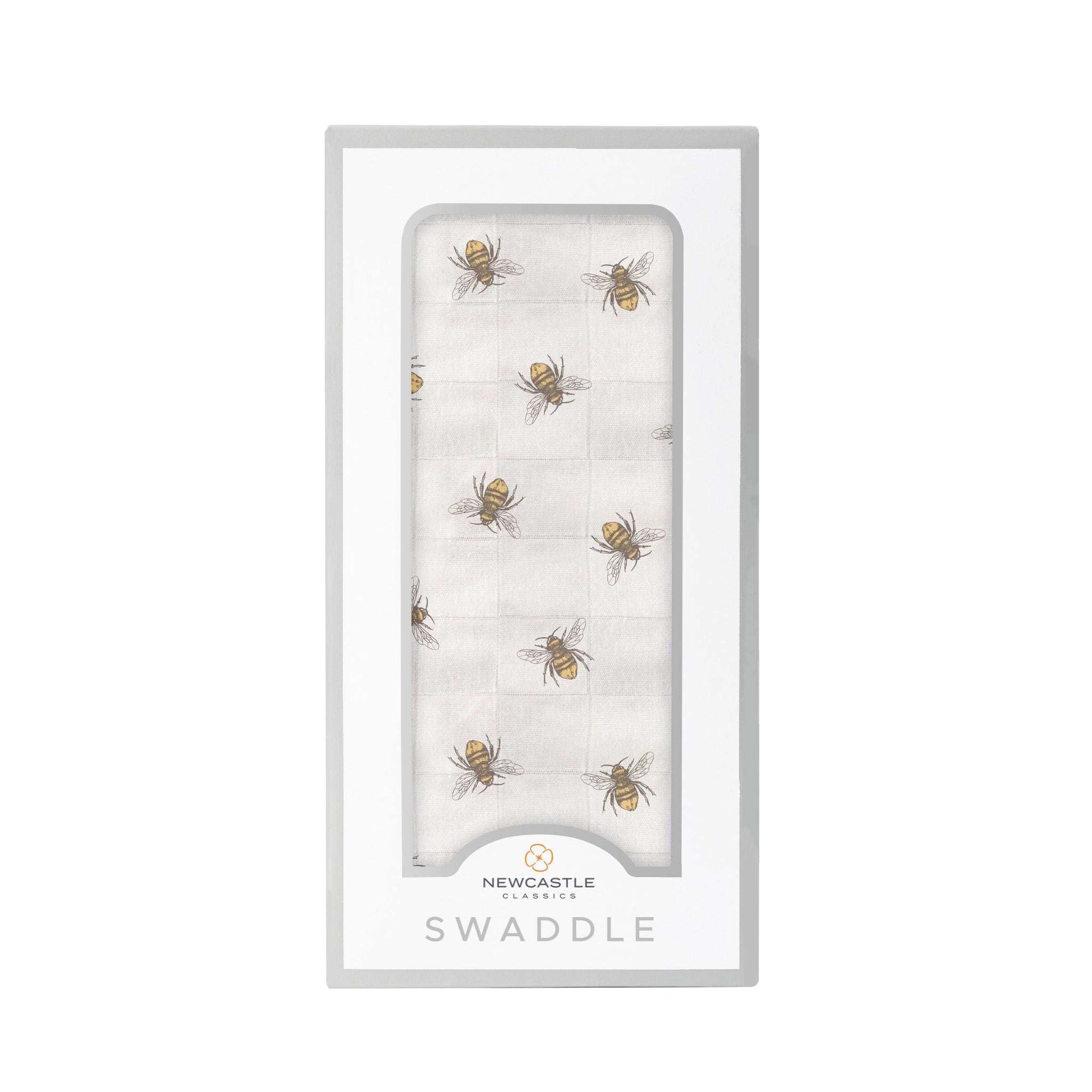 Honey Bee Bamboo Swaddle Blanket Soft Breathable Muslin Pre Washed Multi Use Nursing Cover Changing Pad Tummy Time Blanket Newcastle Classics