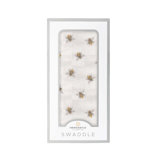 Honey Bee Bamboo Swaddle Blanket Soft Breathable Muslin Pre Washed Multi Use Nursing Cover Changing Pad Tummy Time Blanket Newcastle Classics