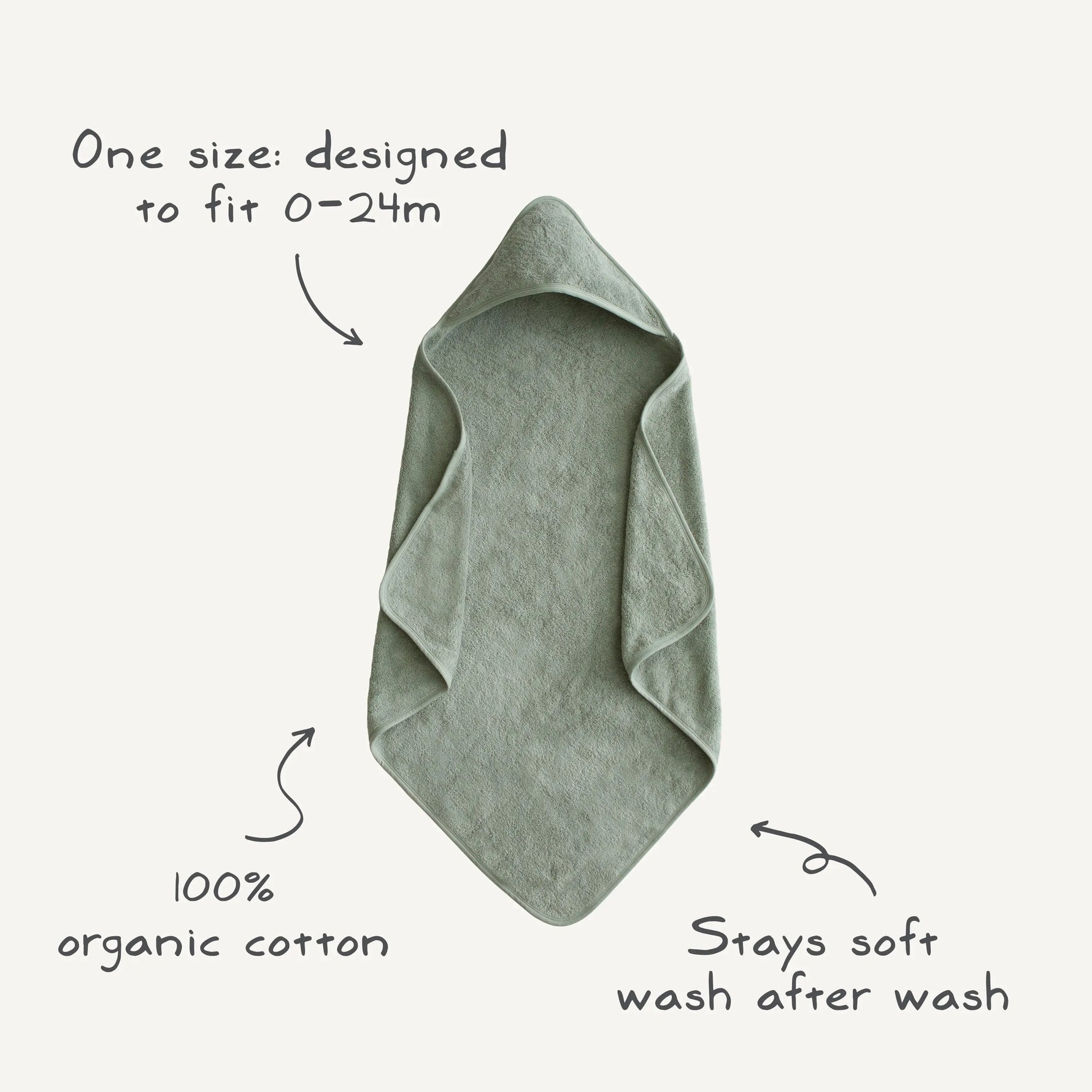 Mushie Organic Cotton Baby Hooded Towel Soft and Absorbent for Cozy Cuddles - Baby & Toddler > Baby Bathing Hooded Towel