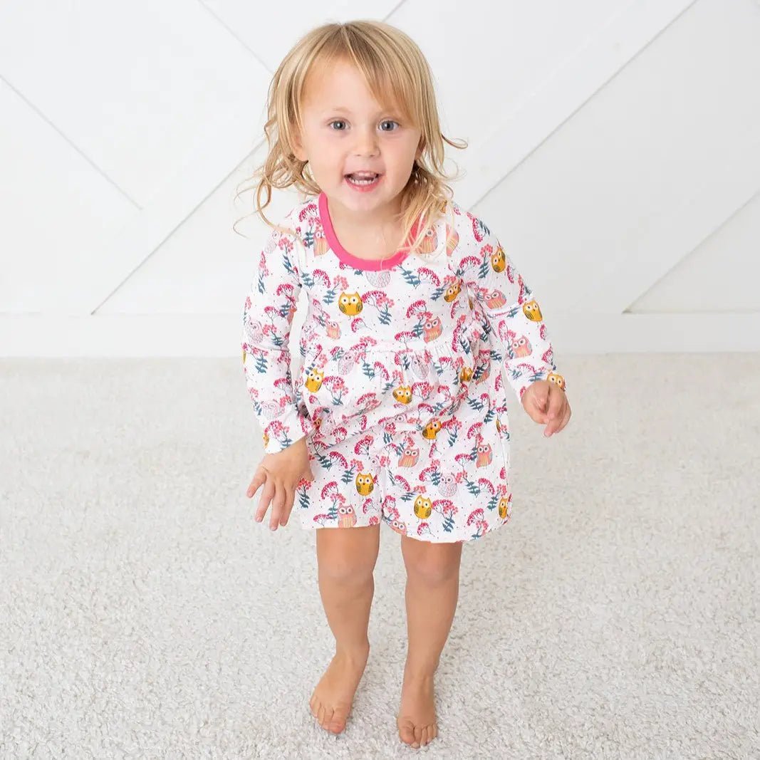 Bestaroo Hoot And Bloom Owls Dress For Toddlers In Bamboo Fabric With Long Sleeves - 