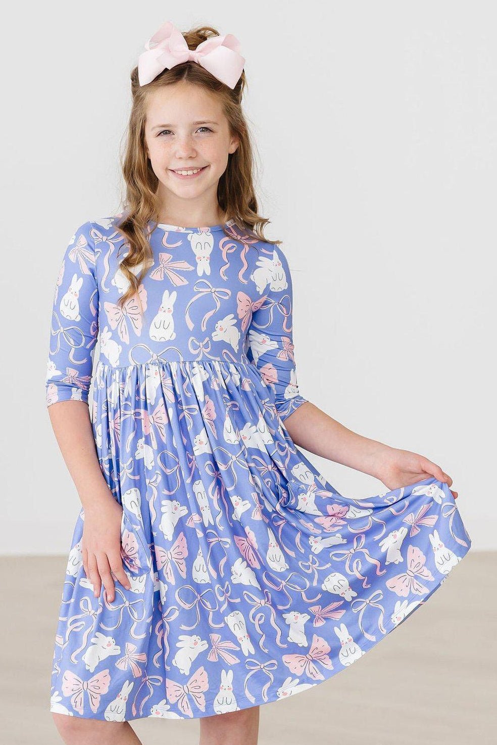 Mila & Rose ® Hop, Skip & Twirl 3/4 Sleeve Pocket Twirl Dress - 