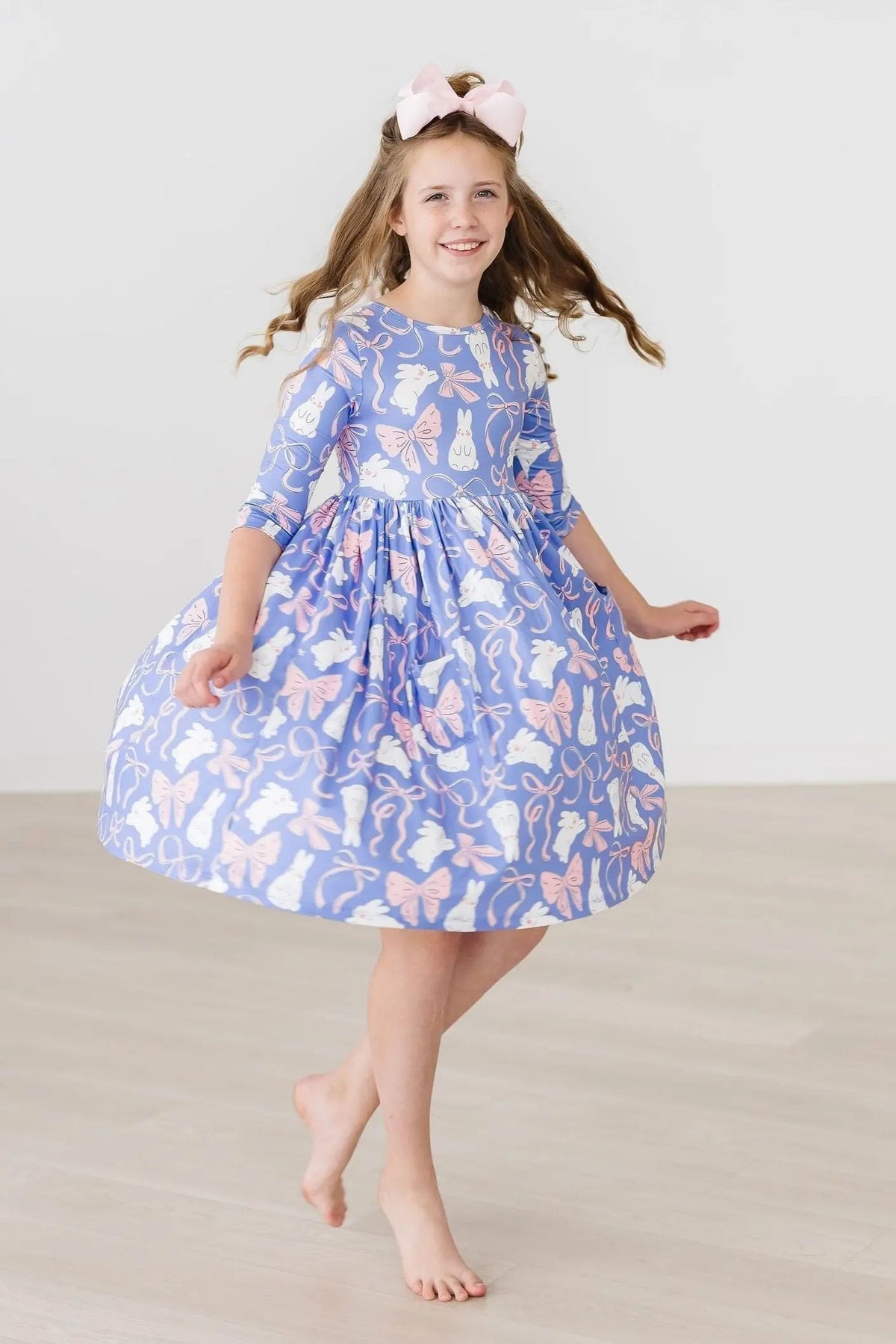 Mila & Rose ® Hop, Skip & Twirl 3/4 Sleeve Pocket Twirl Dress - 