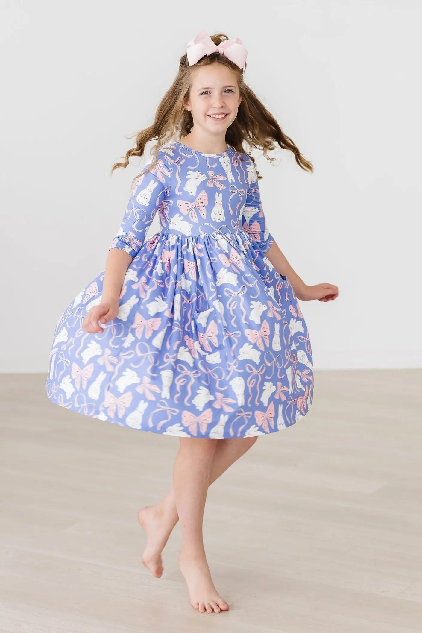 Mila & Rose ® Hop, Skip & Twirl 3/4 Sleeve Pocket Twirl Dress - 