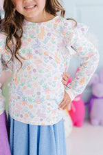 Mila & Rose ® Hoppy Easter L/S Ruffle Tee - 