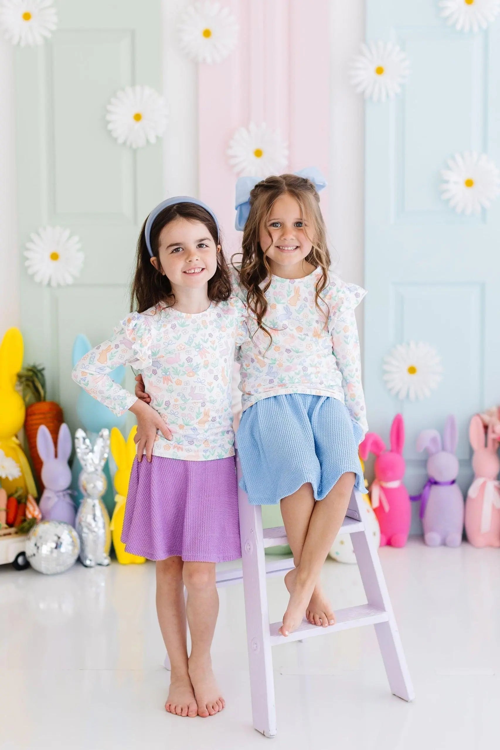 Mila & Rose ® Hoppy Easter L/S Ruffle Tee - 
