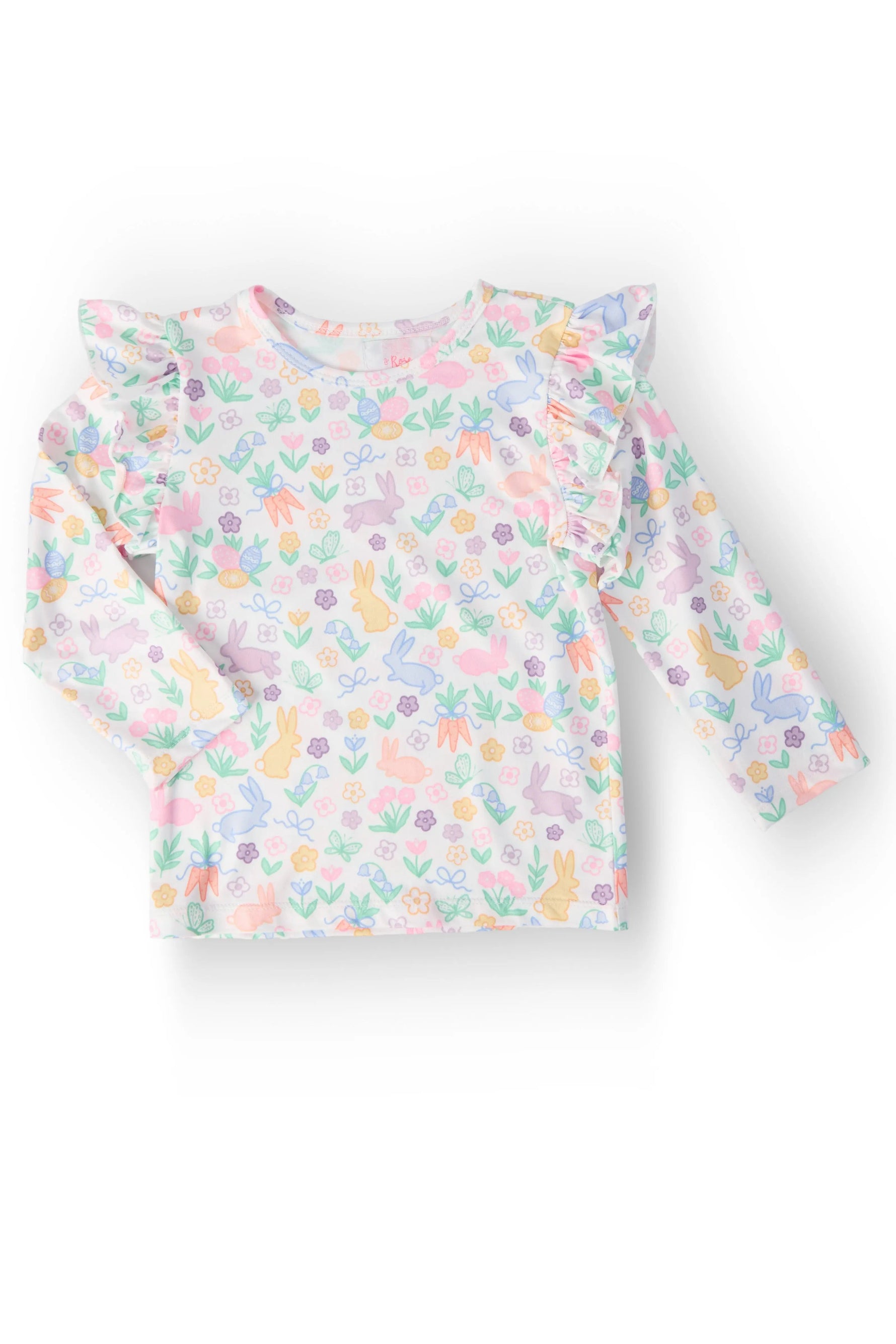 Mila & Rose ® Hoppy Easter L/S Ruffle Tee - 