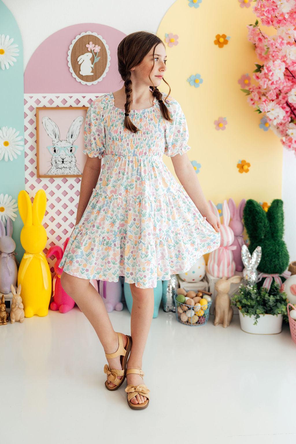 Mila & Rose ® Hoppy Easter Smocked Ruffle Dress - 