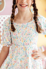Hoppy Easter Smocked Ruffle Dress - Dress, Day Dress, One-piece garment, Textile, Pink | Everetts Place