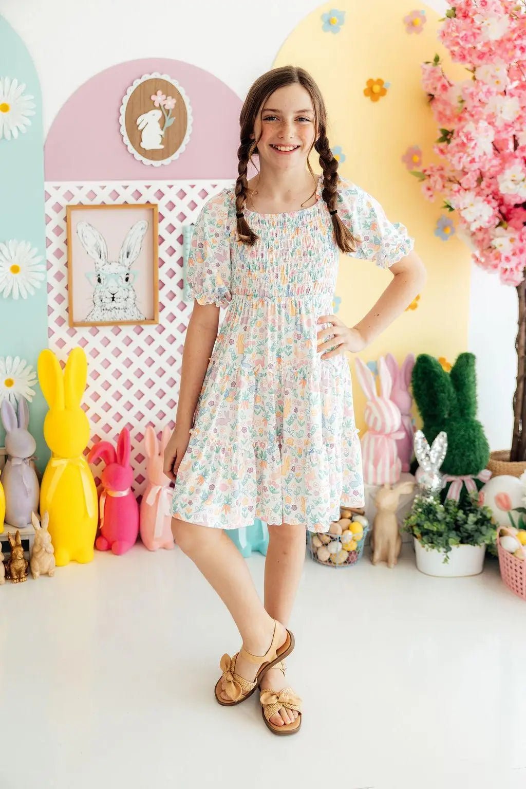 Mila & Rose ® Hoppy Easter Smocked Ruffle Dress - 