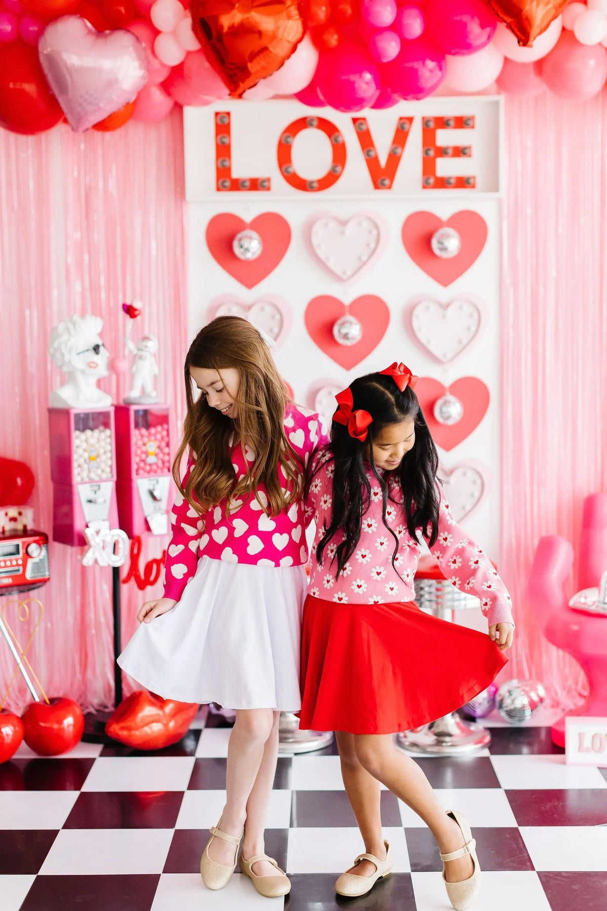Mila & Rose ® Hot Pink Hearts Sweater by Mila and Rose for Layering - 