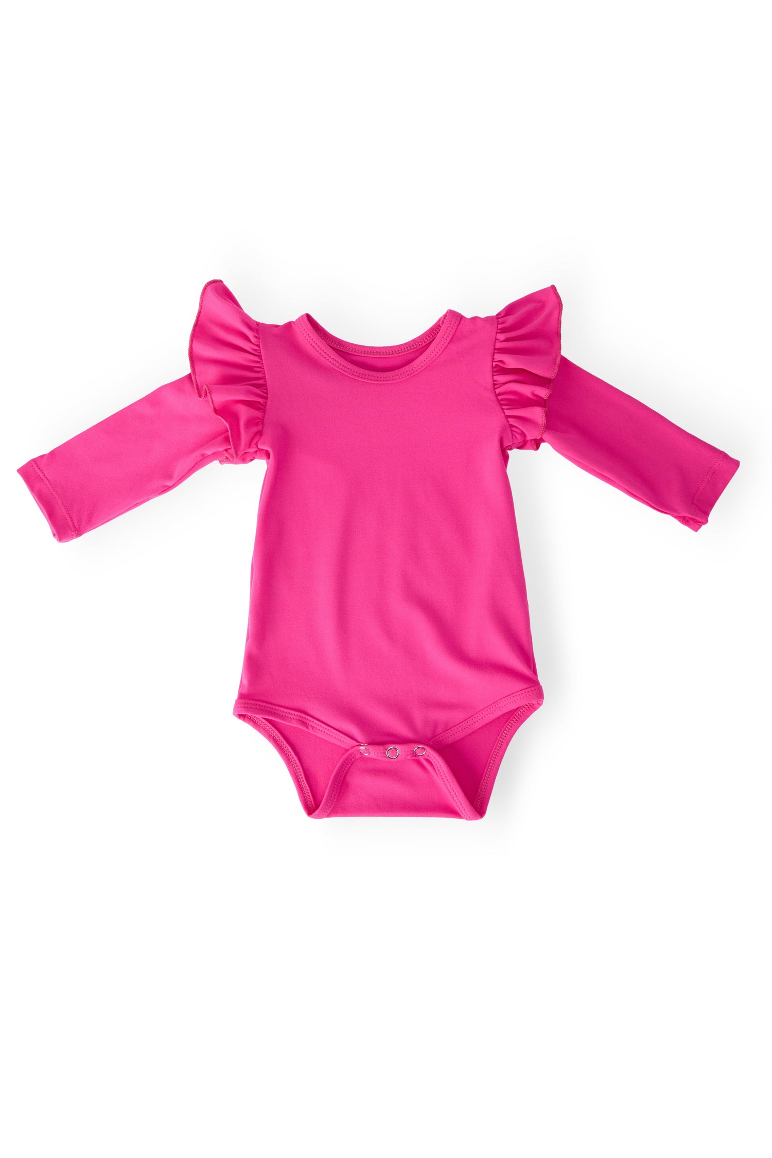 Hot Pink L/S Flutter Bodysuit - Pink, Clothing, Swimwear | Everetts Place