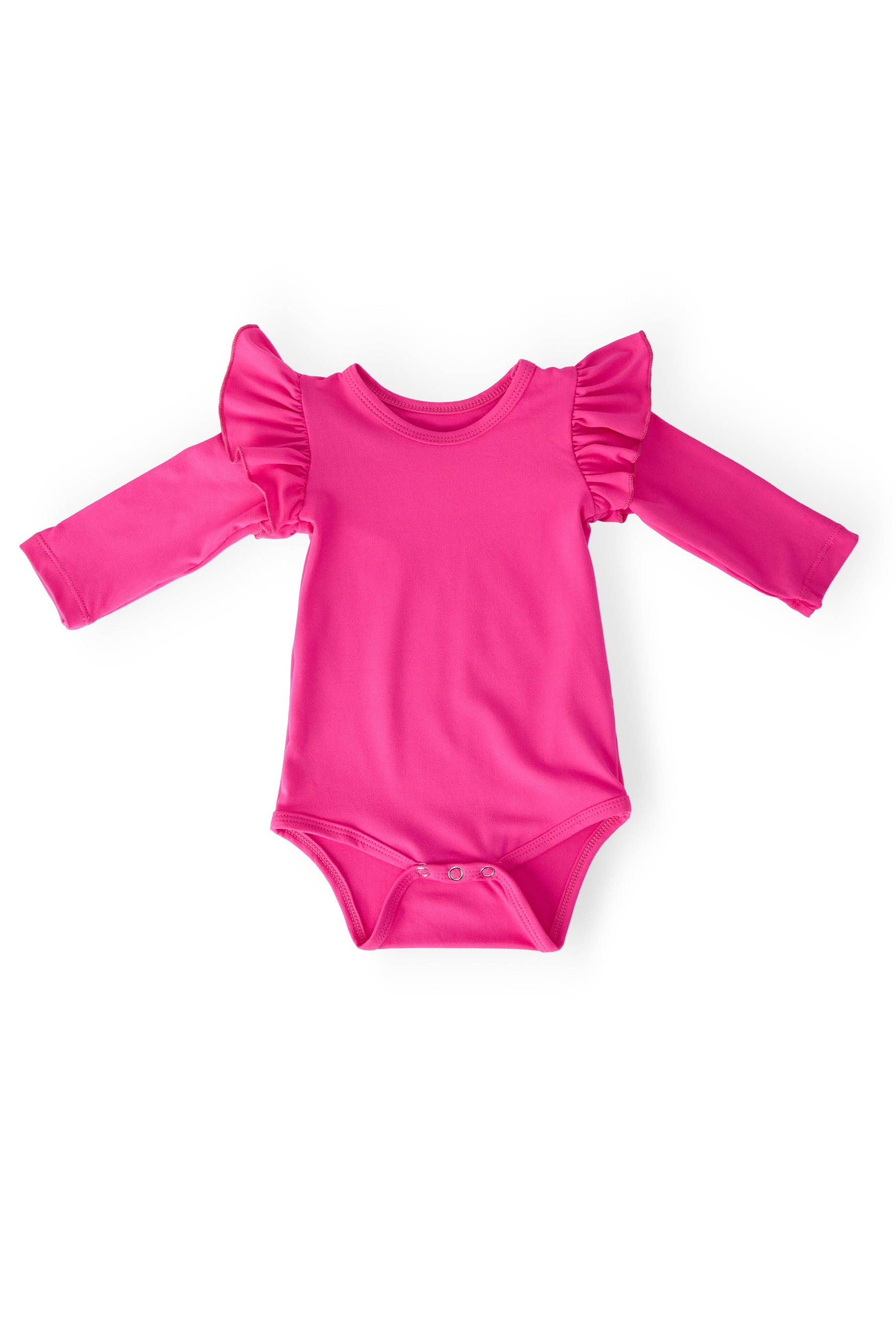 Hot Pink L/S Flutter Bodysuit - Pink, Clothing, Swimwear | Everetts Place