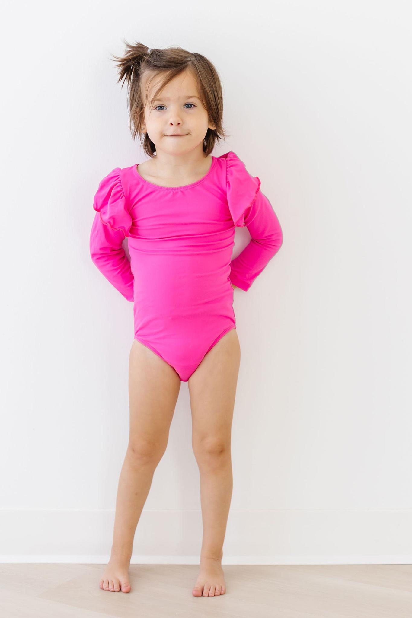 Mila & Rose ® Hot Pink L/S Flutter Sleeve LeotardEveretts Place