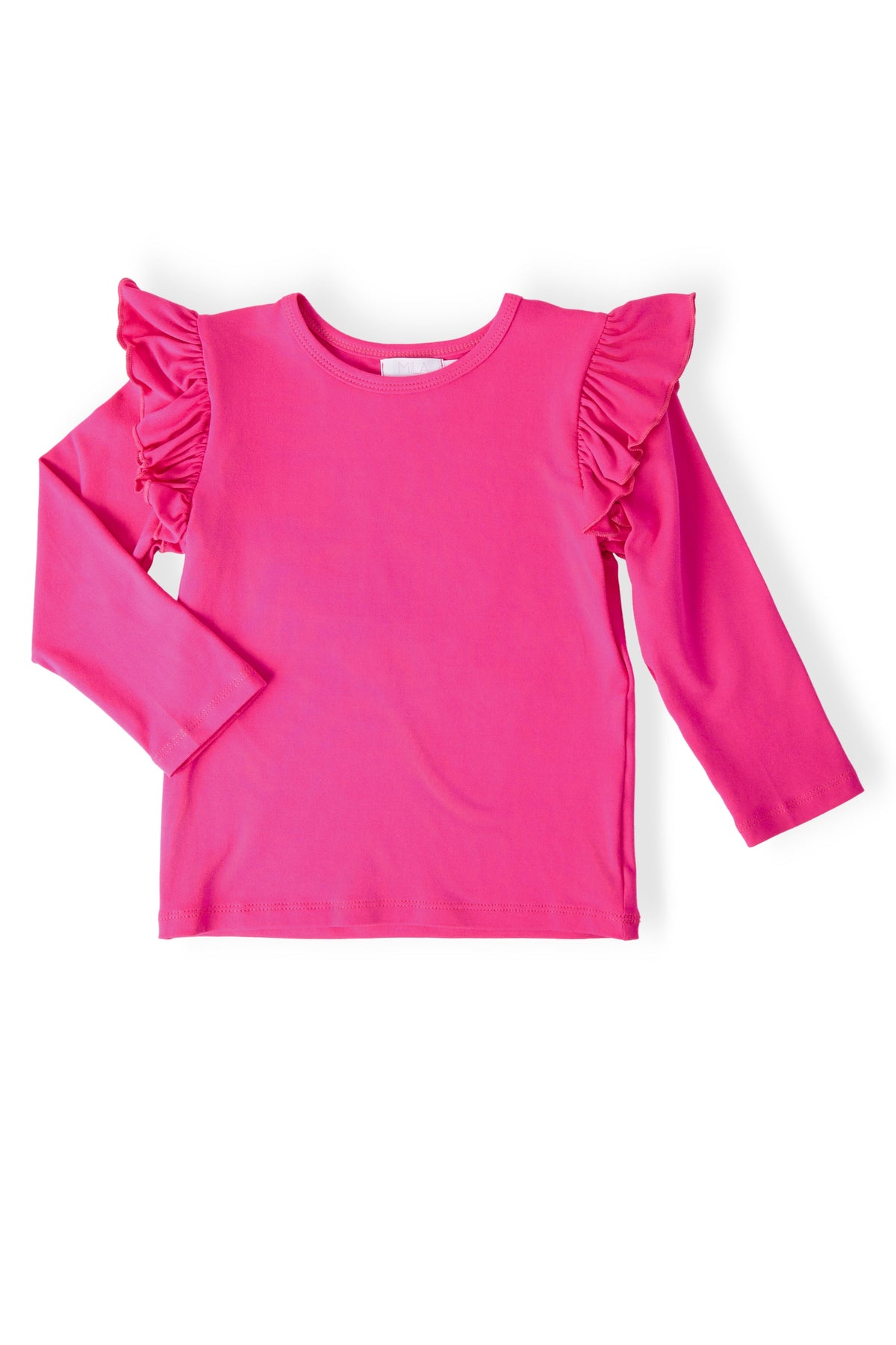 Hot Pink L/S Ruffle Tee - Pink, Top | Everetts Place