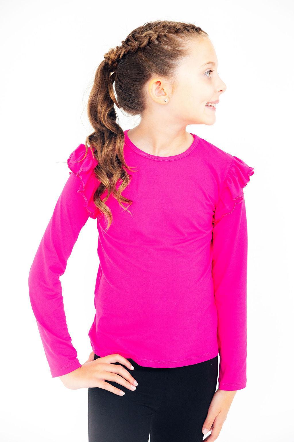 Mila & Rose ® Hot Pink L/S Ruffle Tee - 