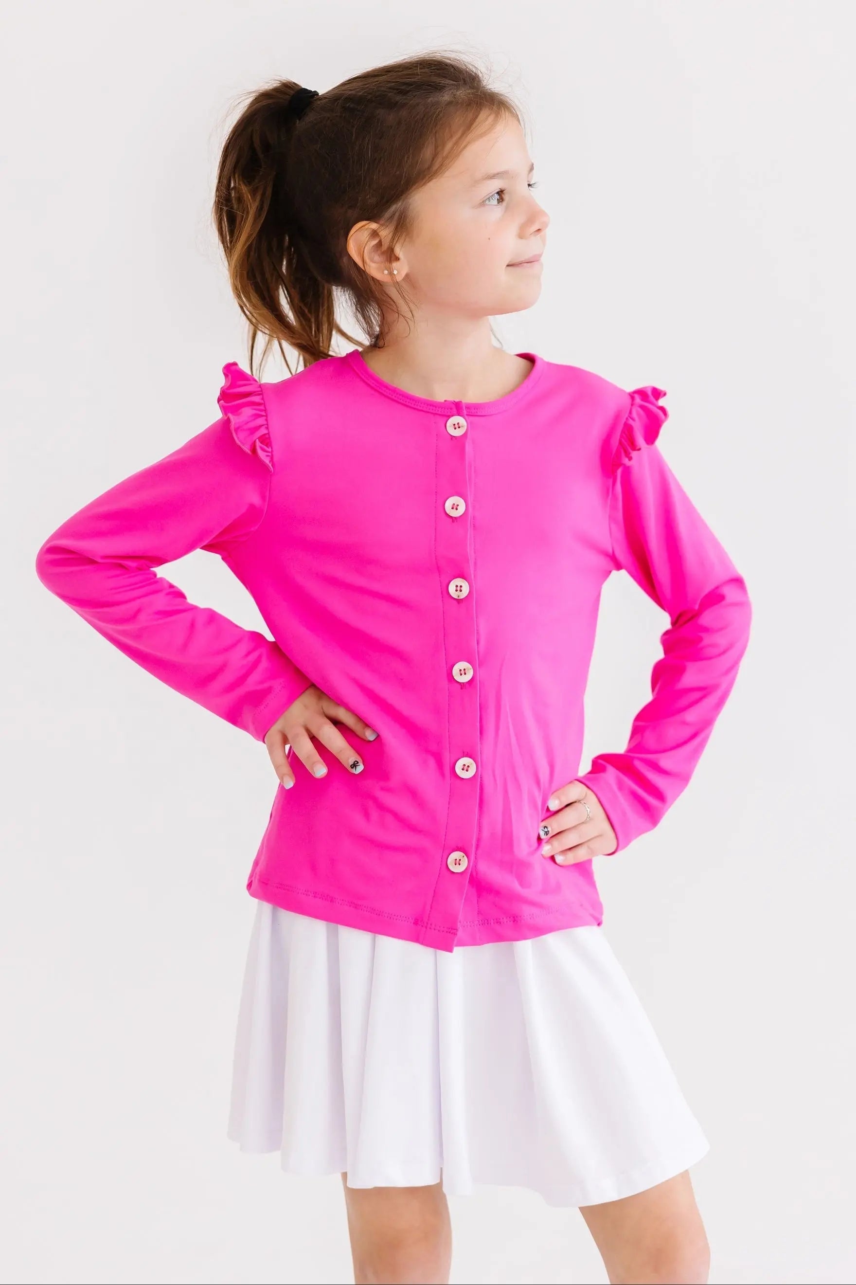 Mila & Rose ® Hot Pink Ruffle Cardigan - 