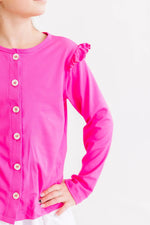 Mila & Rose ® Hot Pink Ruffle Cardigan - 