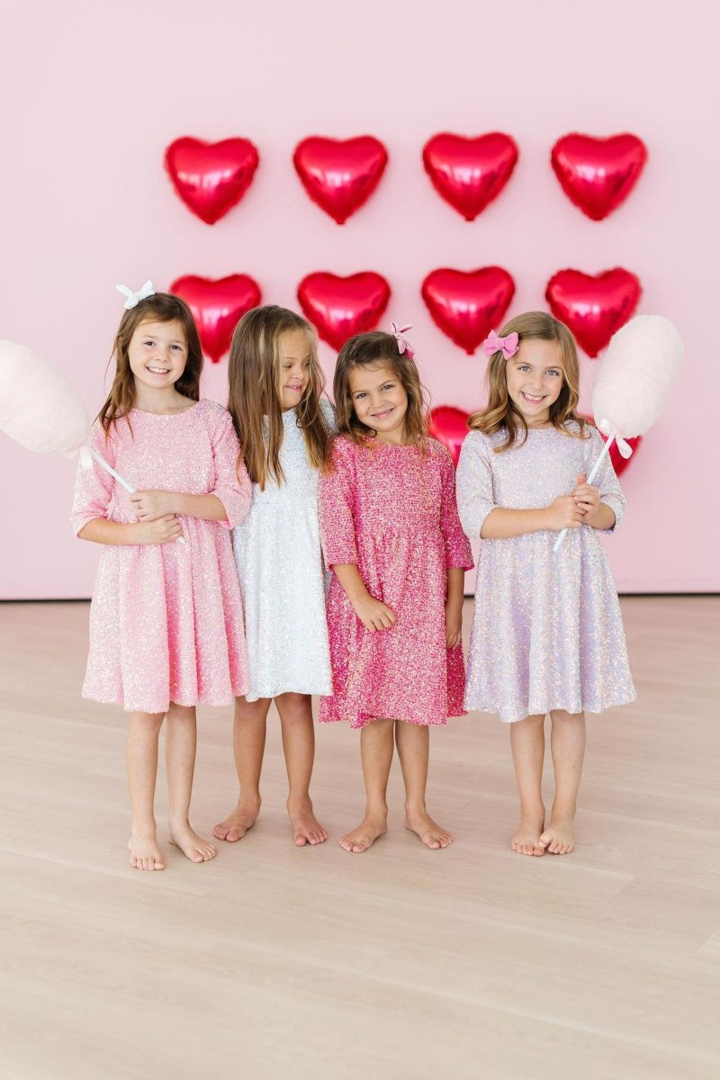 Mila & Rose ® Hot Pink Sequin Dress For Girls Mila Rose Birthday Wedding - 