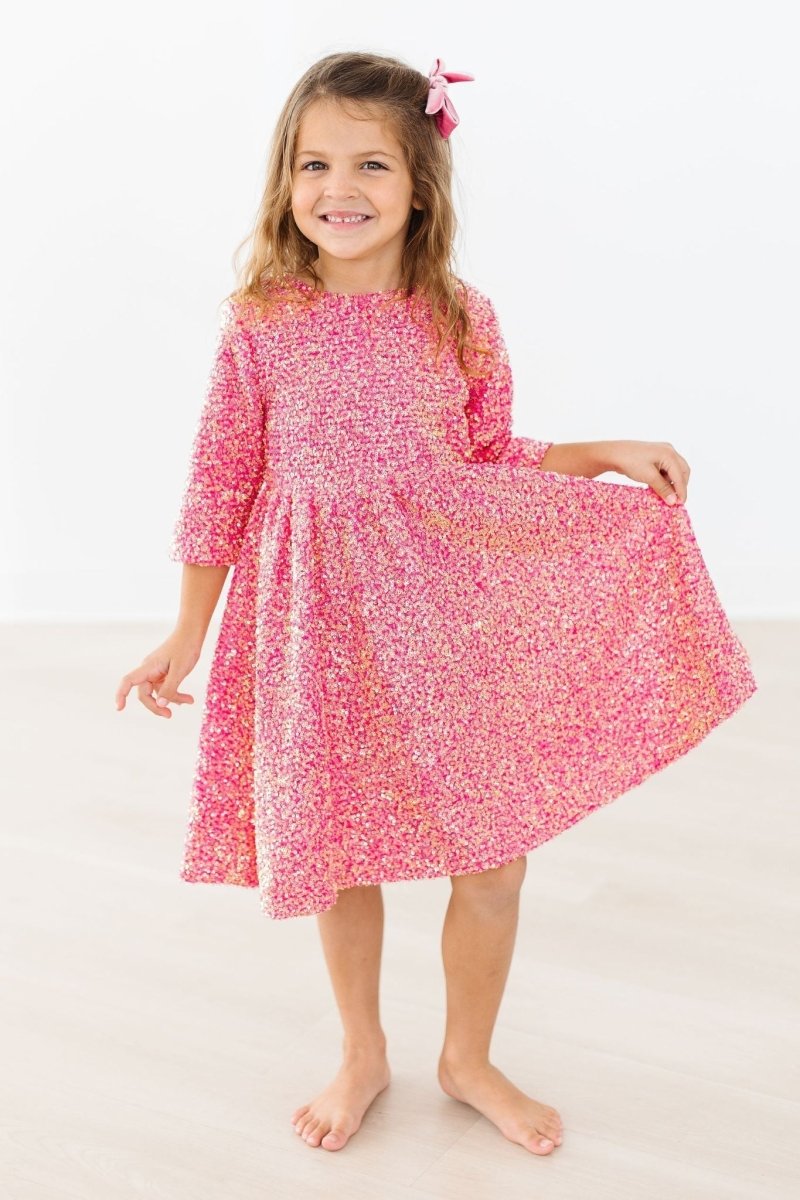 Mila & Rose ® Hot Pink Sequin Dress For Girls Mila Rose Birthday Wedding - 