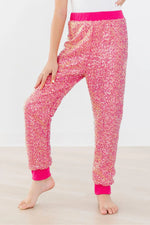 Hot Pink Sequin Joggers - Pink, Pajamas, Nightwear, Waist, Active Pants | Everetts Place