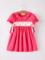 Rylee Faith Designs Hot Pink Smocked Church Bishop Christening Dress for Baby Girls - Everetts Place Boutique - 