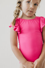 Mila & Rose ® Hot Pink S/S Flutter Sleeve LeotardEveretts Place