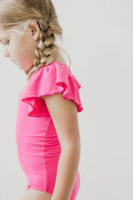 Mila & Rose ® Hot Pink S/S Flutter Sleeve LeotardEveretts Place