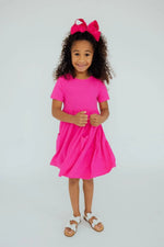 Hot Pink S/S Pocket Twirl Dress - Baby & Toddler Clothing, Pink, Day Dress, Dress, Facial expression | Everetts Place