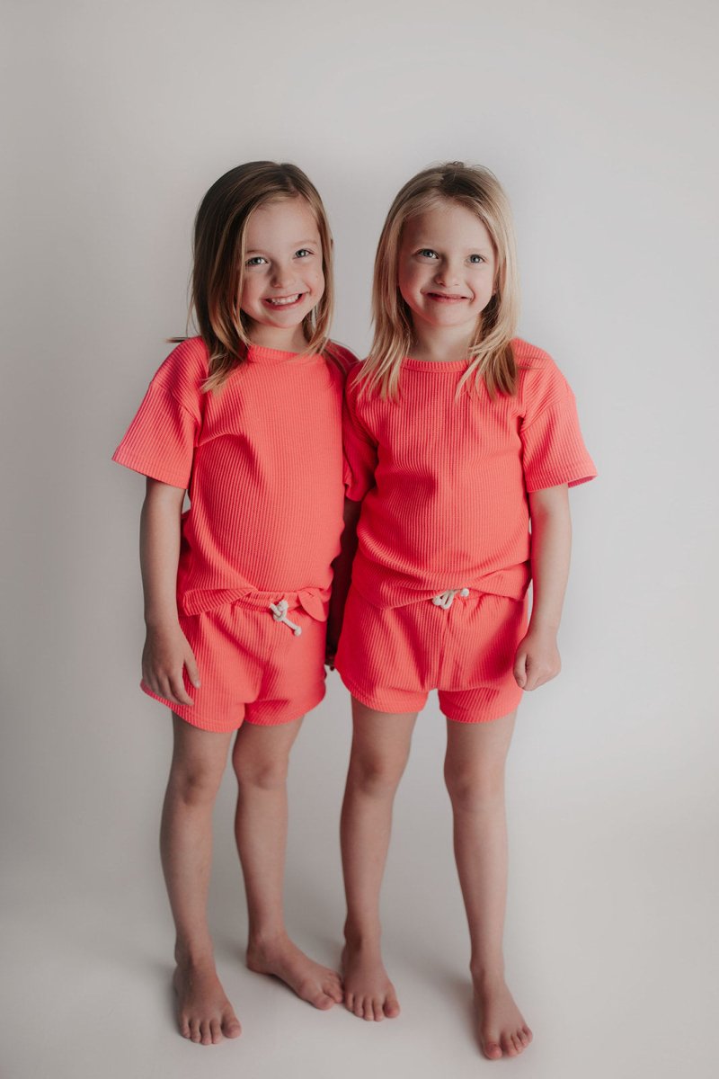 Three Little Tots Hot Pink Summer Waffle Set - 