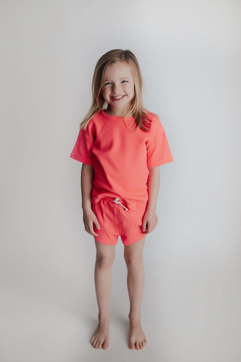 Three Little Tots Hot Pink Summer Waffle Set - 