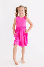 Hot Pink Tank Pocket Twirl Dress - Clothing, Dress, Pink, Day Dress, One-piece garment | Everetts Place