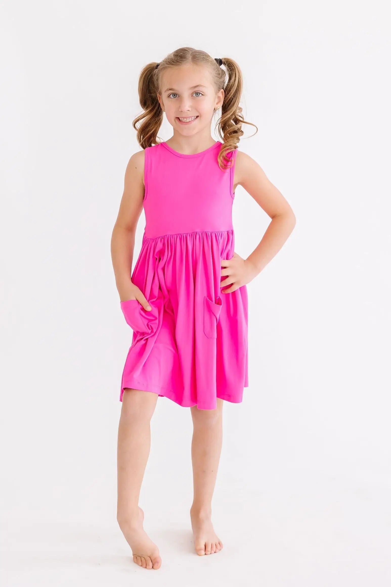 Hot Pink Tank Pocket Twirl Dress - Clothing, Dress, Pink, Day Dress, One-piece garment | Everetts Place