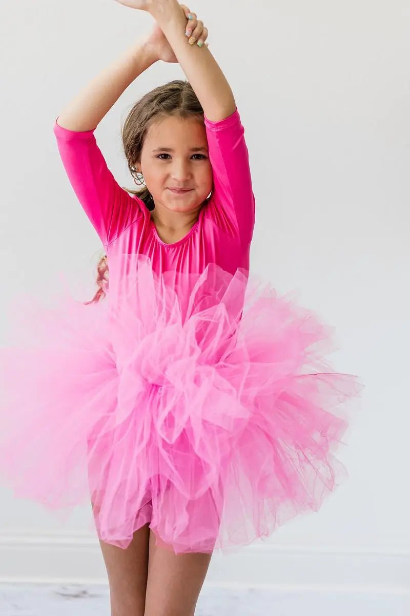 Mila & Rose ® Hot Pink Three Quarter Tutu Leotard for Girls Dance Class and Everyday Play - 