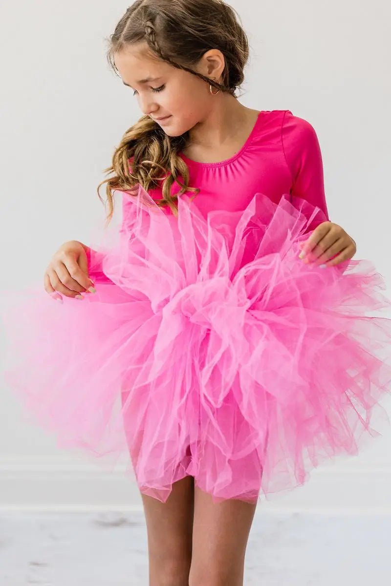 Mila & Rose ® Hot Pink Three Quarter Tutu Leotard for Girls Dance Class and Everyday Play - 