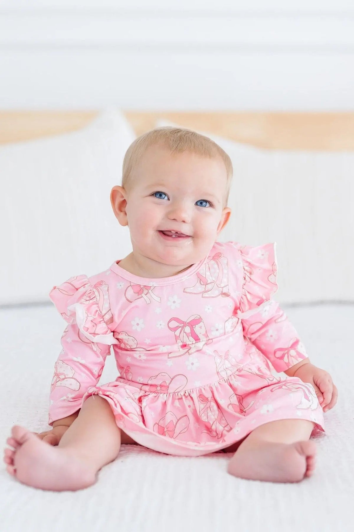 Mila & Rose ® Howdy 3/4 Sleeve Flutter Twirl Bodysuit - 